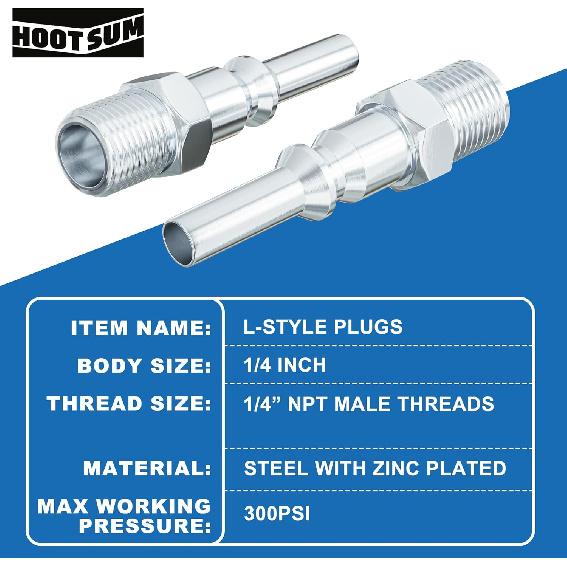 Lincoln L-style Air Hose Fittings, 1/4 In. Steel Male and Female Couplers with Male Plugs 14 Pieces Compressor Accessories Quick Connect Fittings