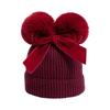 Double Ball Bow Cross-border Preferred Baby Hat Yarn Children's Hat Thickened Baby Hat Children's Knitted Hat