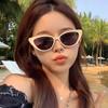 Internet celebrity sunglasses niche high sense retro versatile cat eye pink sunglasses sun protection show face small frame fashion C