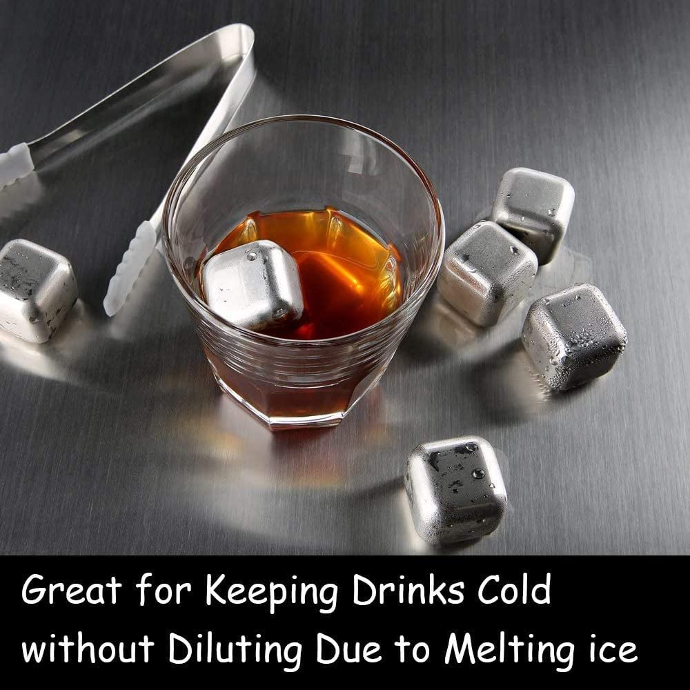 Stainless Steel Whiskey Stone Set By Reusable Ice Cubes for Cooling Wine Drinks Beverage Freezer ice Tongs bar Accessories