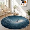 Vibrant Dual Sunset Mountain Landscape Round Rug Scenic Valley Forest Print Non Slip Soft Carpet Boho Style Living Room Decor