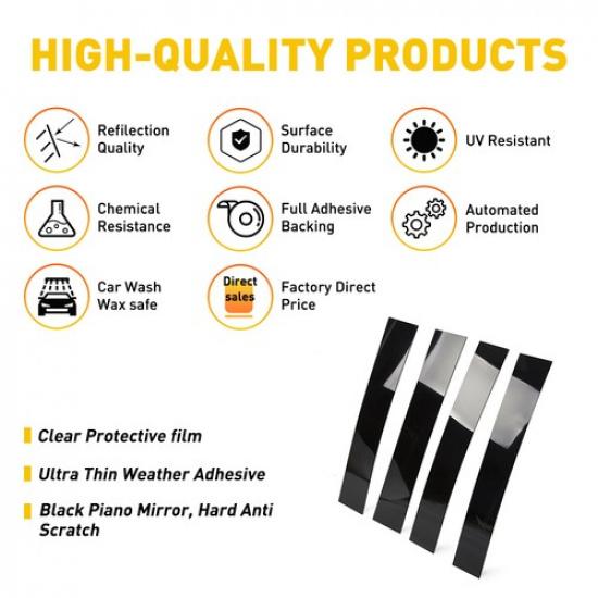 For 2007-2014 Escalade/ESV/EXT Cadillac SUV 4PC Black Pillar Posts Door Trim