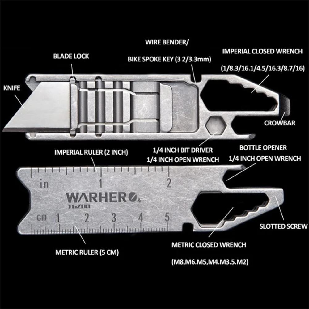 Titanium Alloy Utility Knife Multi-function Tool EDC Portable Outdoor Sliding Blade Knife Metal Ruler Bottle Opener