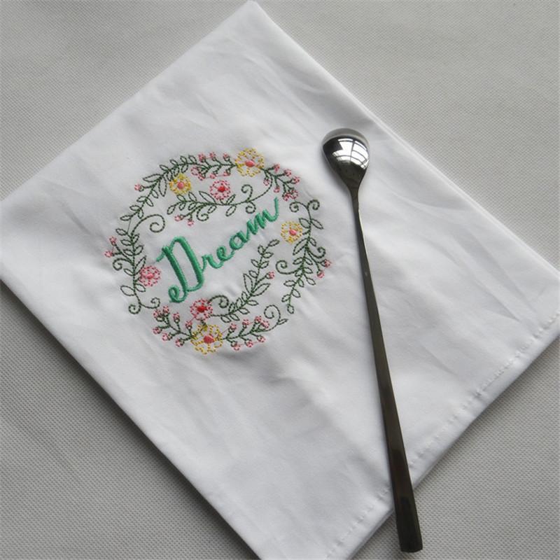 

1Pc 45x65cm Cotton White Flower Embroidery Glass Towel Home Table Dinner Napkin Wedding Party Gift 45x65cm&1pc