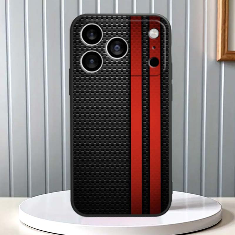 Technology Carbon Fiber Art Phone Case For Apple iPhone 17 16 16E 15 14 13 12 11 Pro Max Plus Black Soft Silicone
