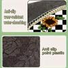 1PC Sunflower Checkered Printed Door Mat Kitchen Mat, Dustproof Carpet, Entrance Mat, Bedroom, Living Room, Garden, Decoration