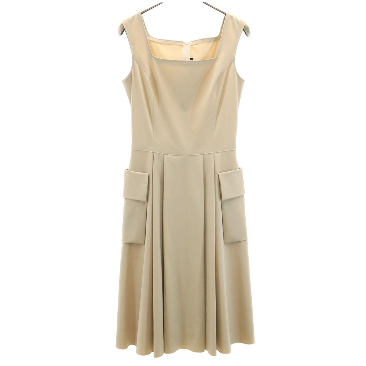 

FOXEY NEW YORK сделано в Японии Мини-платье без рукавов 38 бежевое Женское Б/У