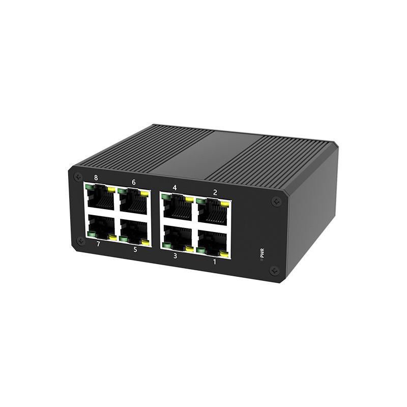 8-Port Industrial-Grade 100M Gigabit Switch with DIN Rail Mount and Lightning Protection
