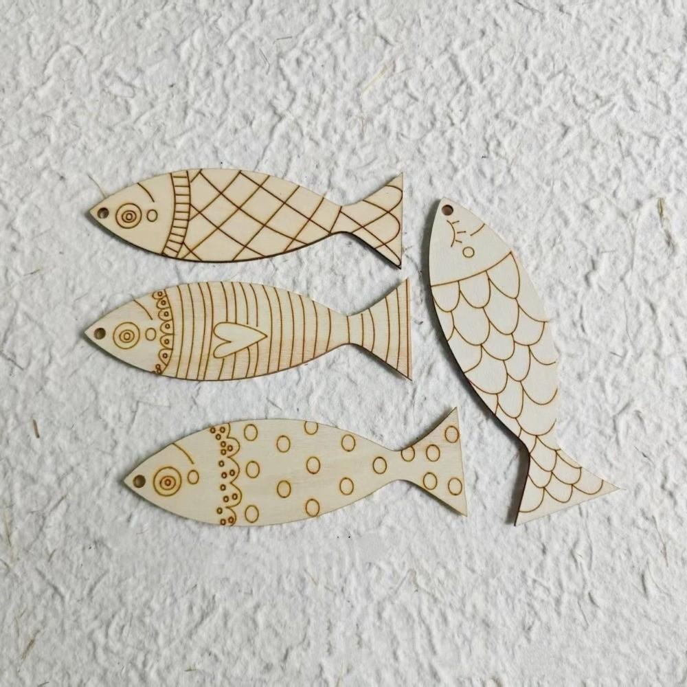 40 Stück Leere Holzfisch-Ausschnitte Meeresbewohner DIY Bastelarbeiten Bemalte Fisch-Ornamente Handgeschnitzt Handgefertigte Fisch-Wanddekoration Kindergarten