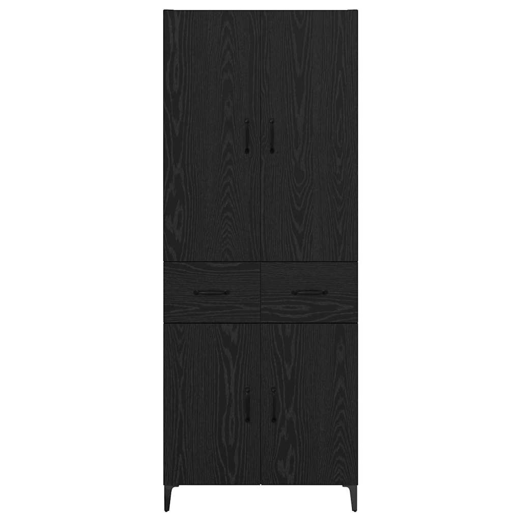 Highboard in Black Oak Look 69.5 x 34 x 180 cm Engineered Wood
