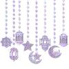 Gold Silver Eid Mubarak Banners Glitter Paper Pull Flag Ramadan Kareem Decor Ceiling Hanging DIY Paper Hanging Ornaments