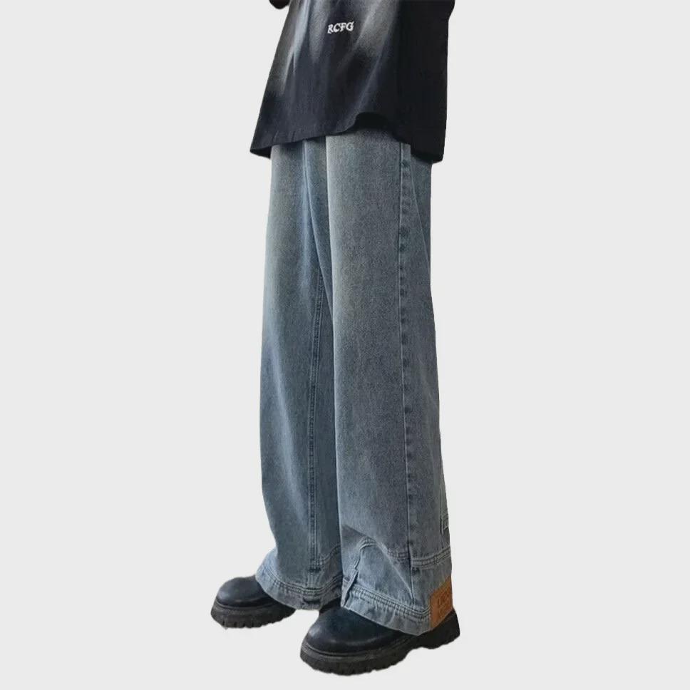 Inverted Design Hip-Hop Street Jeans for Men - Loose, Straight Fit