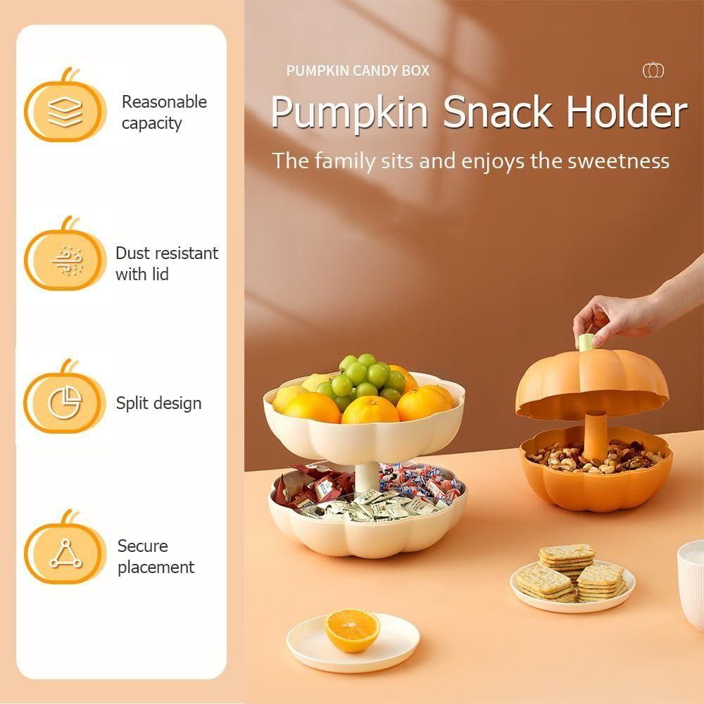 Dustproof Pumpkin Snack Holder Fresh-keeping Divided Serving Tray with Lid  Teenage Girls