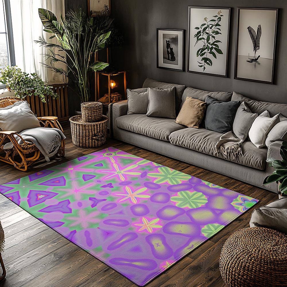 

Unique Purple Green Abstract Carpet Non-Slip Doormat Home Decor Floor Mat Living Room Rug Area Rug Modern Design Indoor Outdoor 50cmx80cm