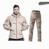 Alpha Green Tactical Sharkskin Waterproof Ski Suit: Camouflage Soft Shell Pants & Warm Fleece Set