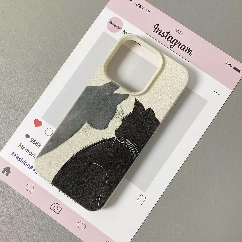 Couple Doodling Cats Phone Silicone Shockproof Case For IPhone 15 17 16 14 13 12 11 Pro Max 17 Air Phone Soft Protection Cover