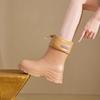 New retro medium tube rain shoes women's waterproof and non-slip water boots, rubber shoes, thick-soled bundle rain boots and velvet water shoes