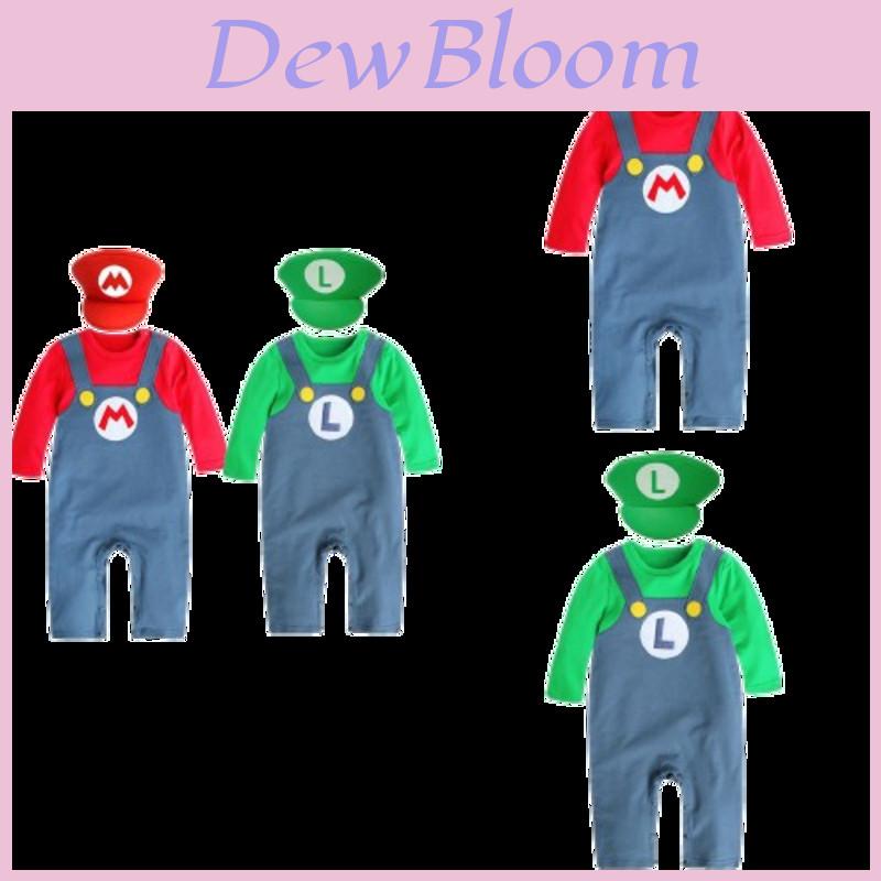 Tuta Cotone Cartone Animato Super Mario per Neonati Costume Cosplay per Bambini e Bambine