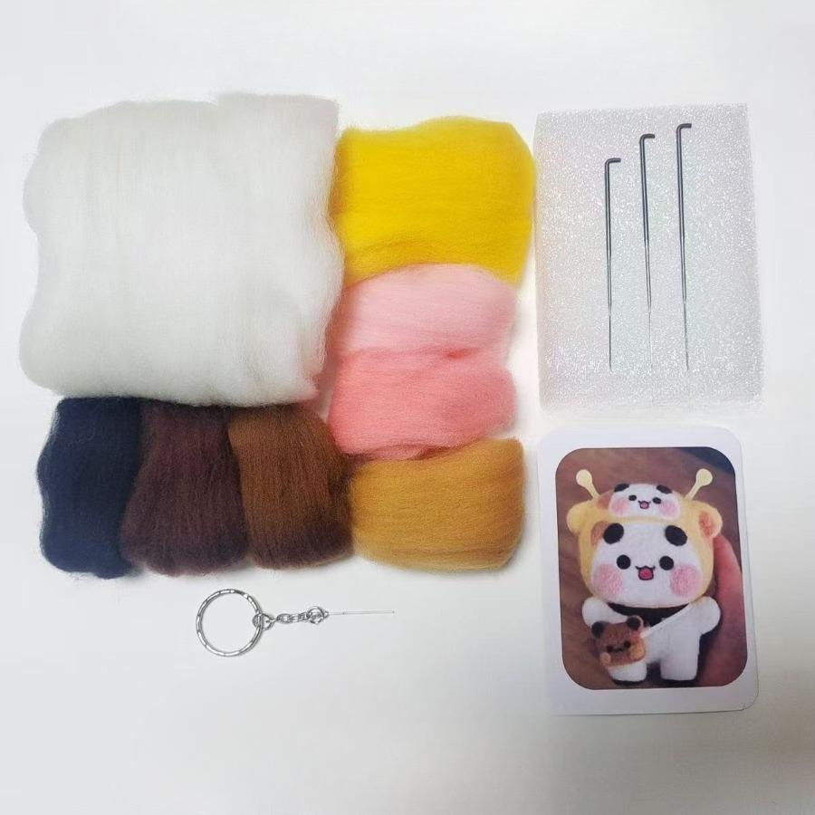 Bubu Dudu Wool Needle Felting Kit Non-finished Dolls DIY Felting Set Yier Panda Bear Handmade DIY Gift Animal Felt Crafts