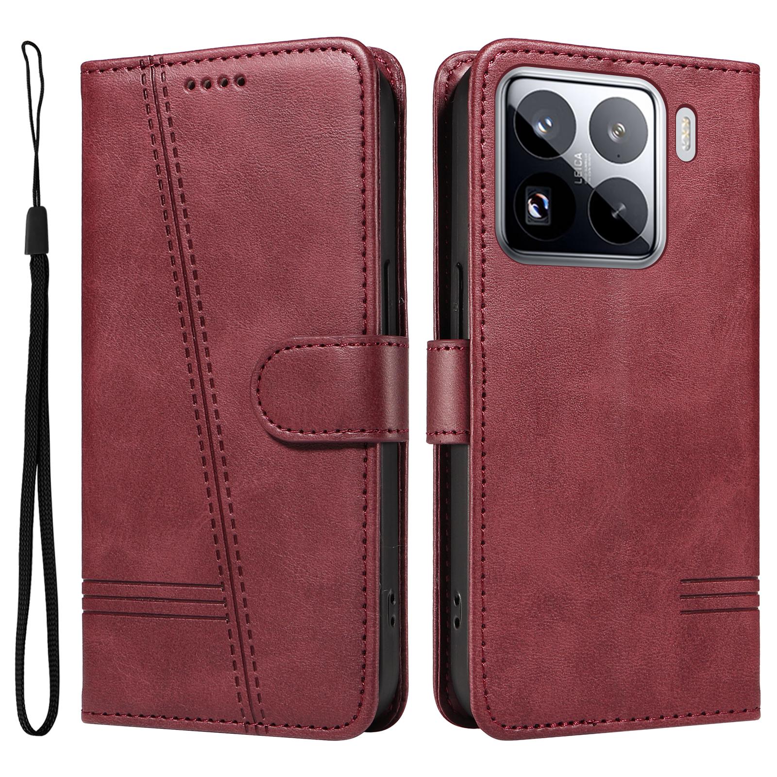 

For Xiaomi 15 Pro Case Flip Wallet T-Shape Lines Leather Phone Cover F