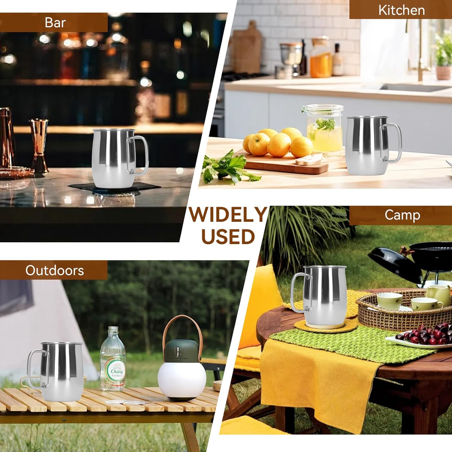 1000ml/35oz Stainless Steel Coffee Mug, Metal Cups Beer Mugs for CampingMug Large Capacity Double Wall for Beer Coffee, Milk Juice Tea Unbreakable