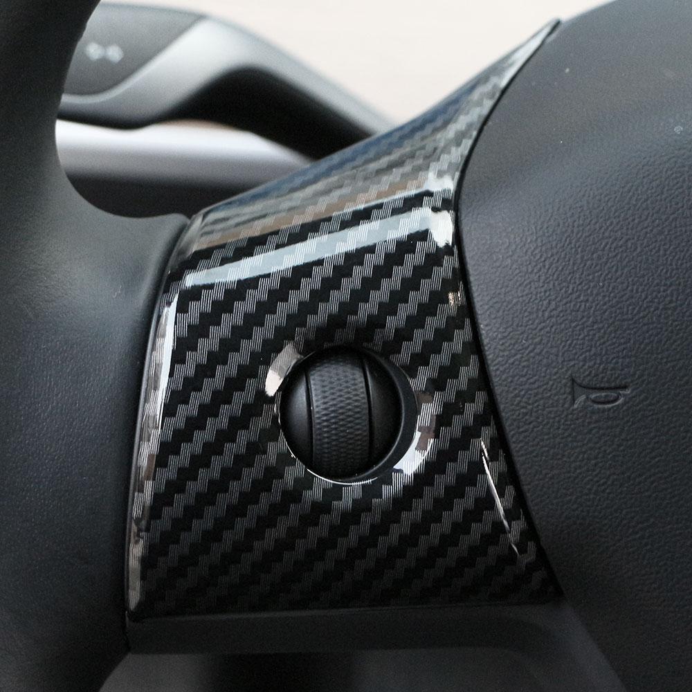 Carbon Fiber Car Steering Wheel Buttons Panel Sticker Trim Cover for Tesla Model 3 2016-2025 Model Y 2019-2025 Accessories