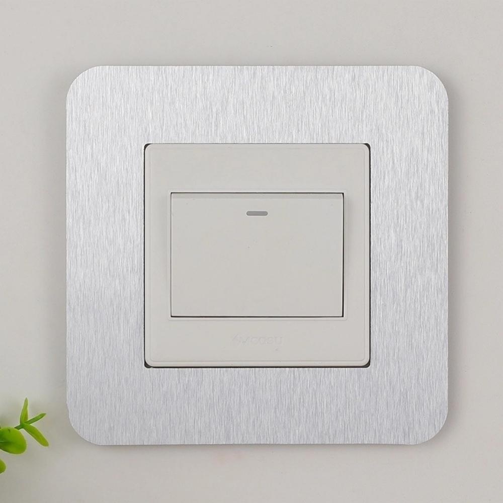 

1pc 14.6X14.6cm Switch Protective Cover Outlet Wall Sticker Simple Anti-Dirty Buckle Typefor Home Living Room Decor 14.6X14.6cm срібний
