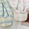 Simple Plaids Head Wrap Hat for Women Soft Lace Trims Headscarf Hat for Female Teens Daily Wear and Social Gatherings