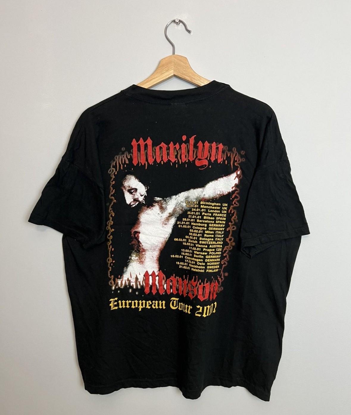 Rare Vintage 00s Marilyn Manson Hollywood European Tour Metal Band Tee Unisex T-Shirt S