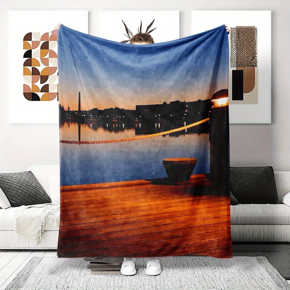 

City lights reflected in patterns Flannel printed blanket suitable for all seasons suitable for living room office sofa travel 75x100cm