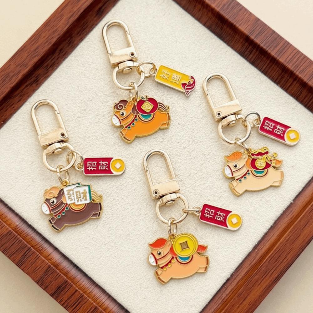 Wealth and Good Luck Pony Zinc Zinc Alloy Keychain Cartoon Year Horse Lucky Mascot  Backpack Decoration