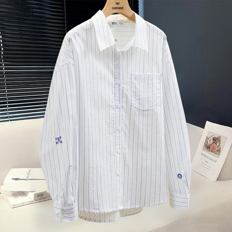 Women s Striped Lapel Blouse M