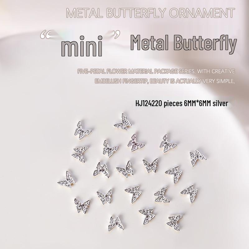 20-Piece Minimalist 3D Butterfly Nail Art Decorations in Gold & Silver