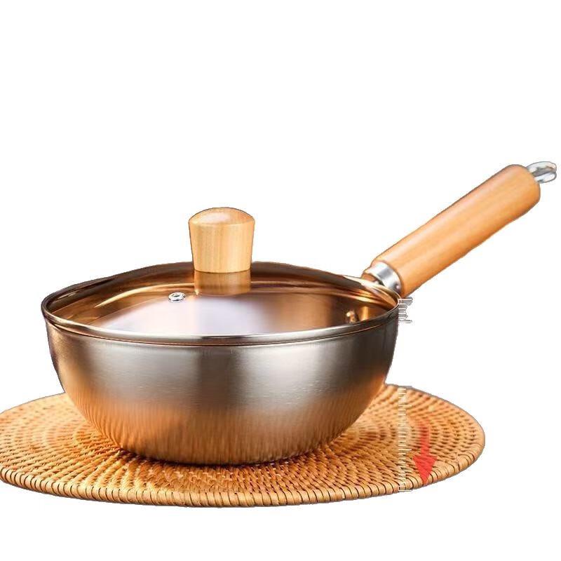 Wutuo Stainless Steel Multi-Purpose Pan with Wooden Handle (Set of 2)