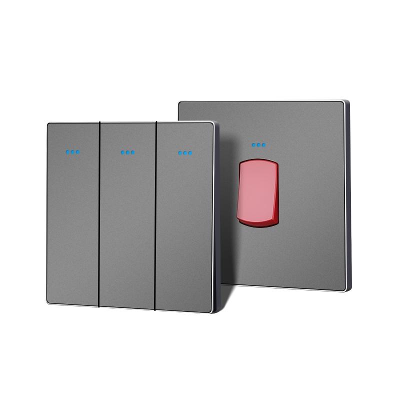 UK Standard Electric Wall Switches Socket Retro Style Stainless Steel Panel Multifunction with 220v Max. Voltage Manufactured UK