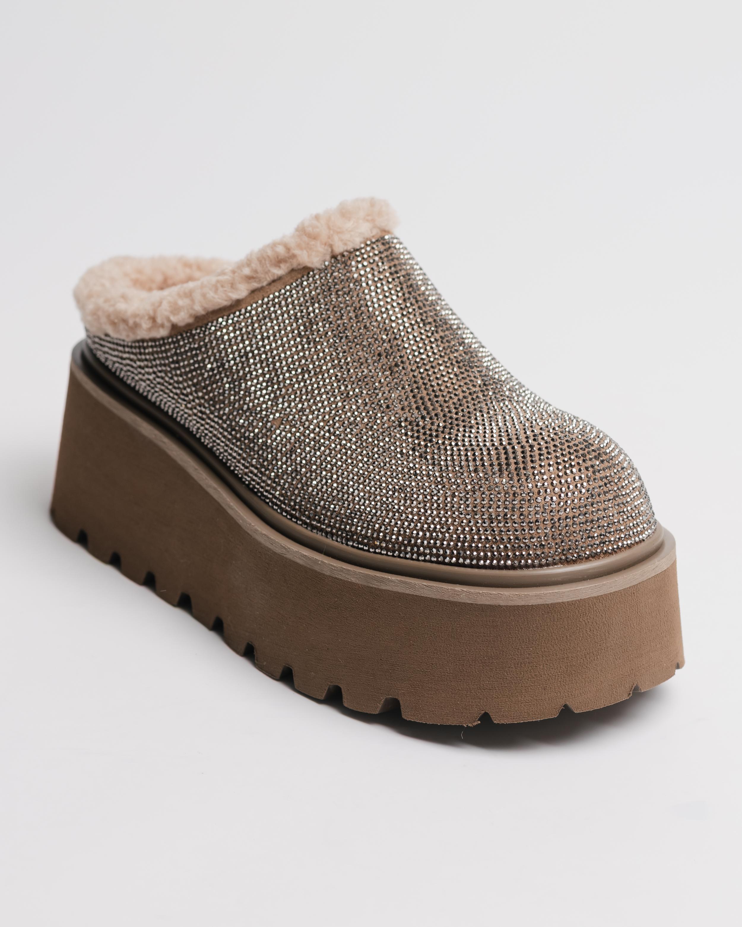 

Platform Uggs with rhinestones Suny Liana 53500 36 beige suede wool 40 бежевий