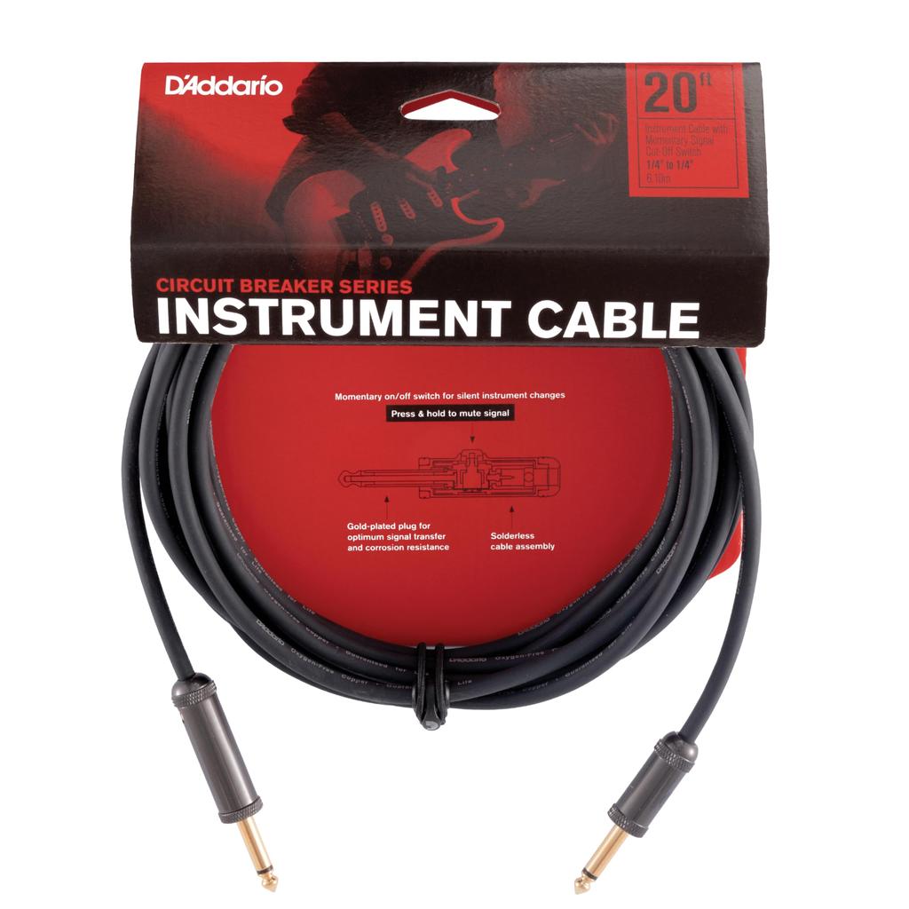 Shielded Cable Custom Series Circuit Breaker Cable with Momentary Mute Switch D'Addario (Guitar Shield) PW-AG-20 (6.1m S-S) []