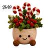 Durable Artificial Yarn Plants Simulated Crochet Christmas Potted Decor, Knitted Mini Tree Flower Themed Room Accents Ornament, Cute Festive Tabletop