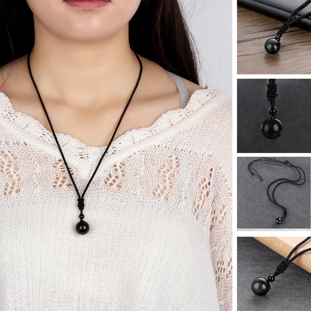 

Men Blessing Black Amulet Obsidian Pendant Necklace Round Ball