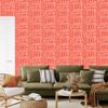 Polynesian Geometric Pattern Wallpaper Coral and Red 50x1000