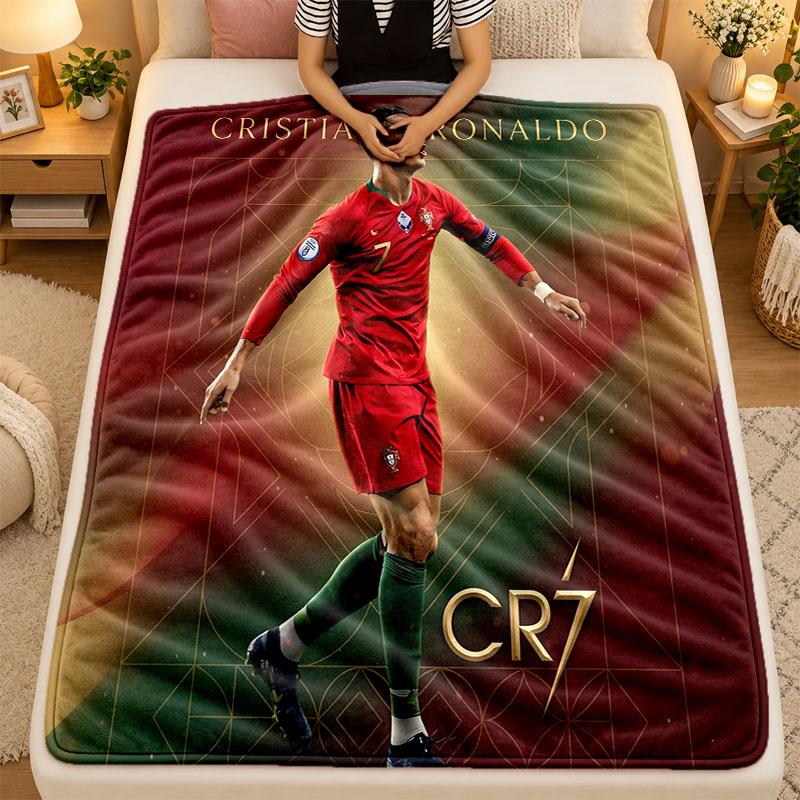 Koc Flanelowy Cristiano Ronaldo Ciepły Miękki Koc Rzutowy do Użytku Wewnętrznego Sofa Łóżko Salon