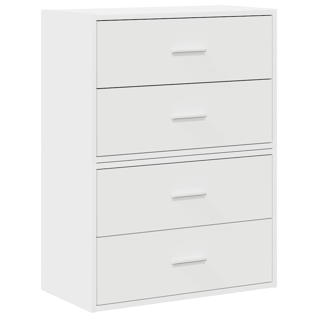 2 Drawer Cabinets Set of 2 White 60 x 31 x 40 cm Engineered Wood