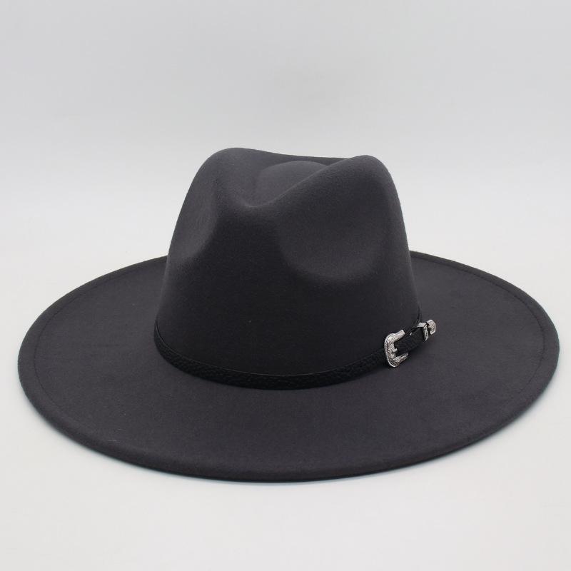 Flat Edge Jazz Hat, Men'S And Women'S Felt Hat, European And American Hat 9.5 Large Brim, High-End Hat, Elegant Foreign Trade Cross-Border Top Hat