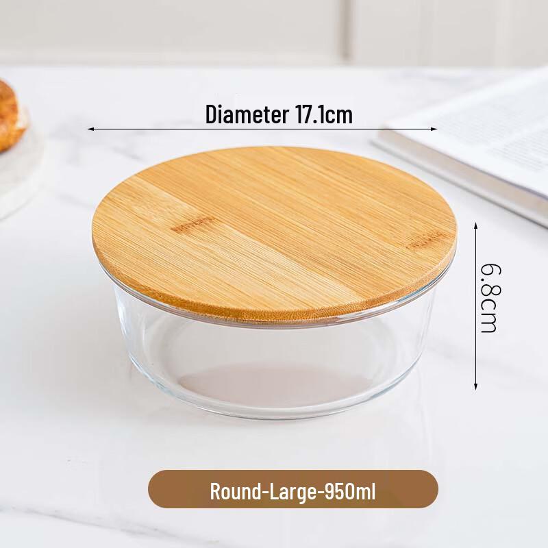 Стеклянный контейнер для еды с бамбуковой крышкой, безопасный для микроволновой печи