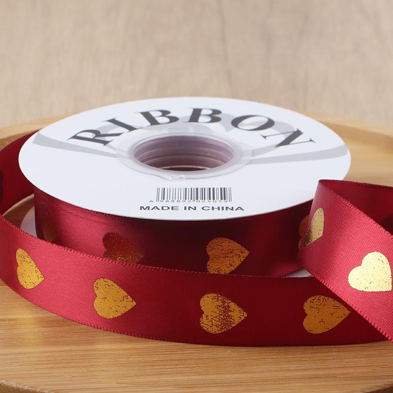 36  Yard Ribbon Gift 2.5CM Easy-to-Tie Heart Length-Sufficient Polyester Fade-Resistant Premium DIY-Friendly Foil-Stamped Durable