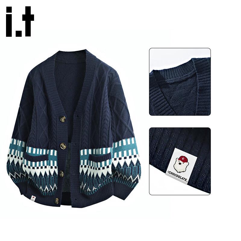 :CHOCOOLATE It Мужской японский ретро ромбовидный кардиган-свитер с V-образным вырезом XL