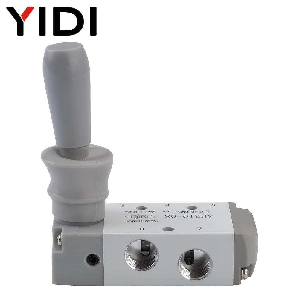 YIDI 4H21008 Pneumatikteil Handventil 4H210-08 Steuerung Kompressor 5-Wege 2-Port Schalter Anschlussstück Anschlussstück-Set