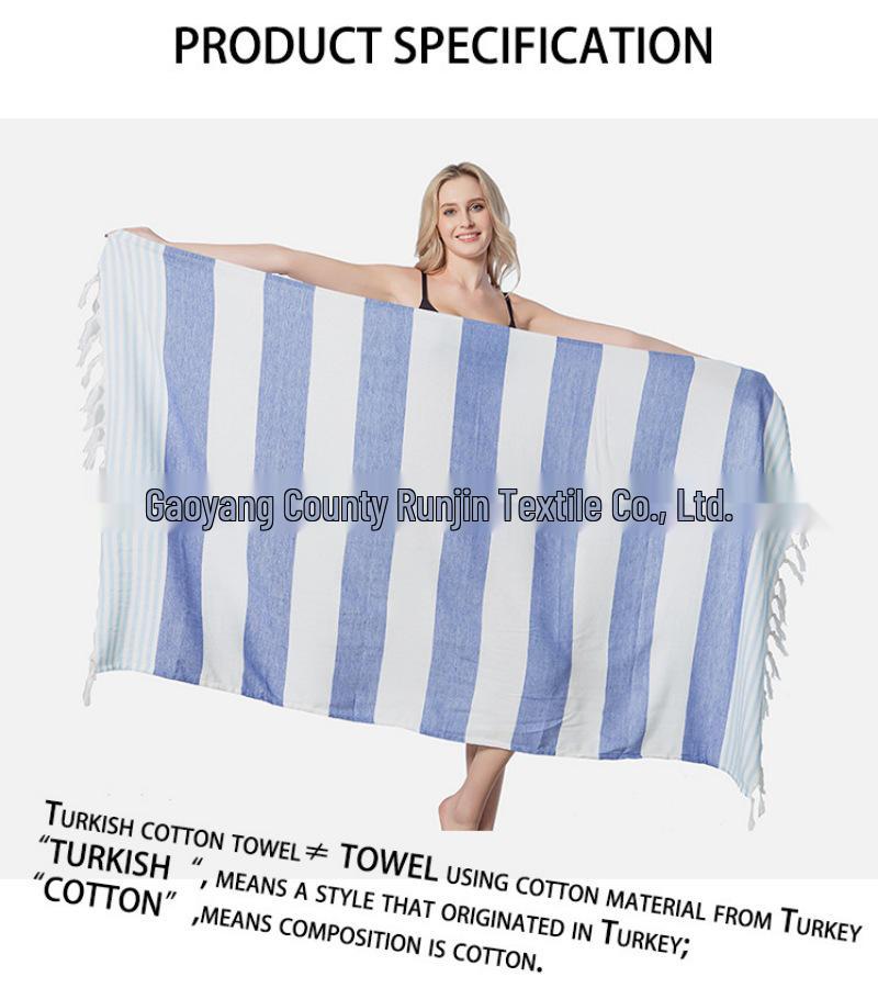 Turkey Striped Cotton Tassel Beach Towel for Adults