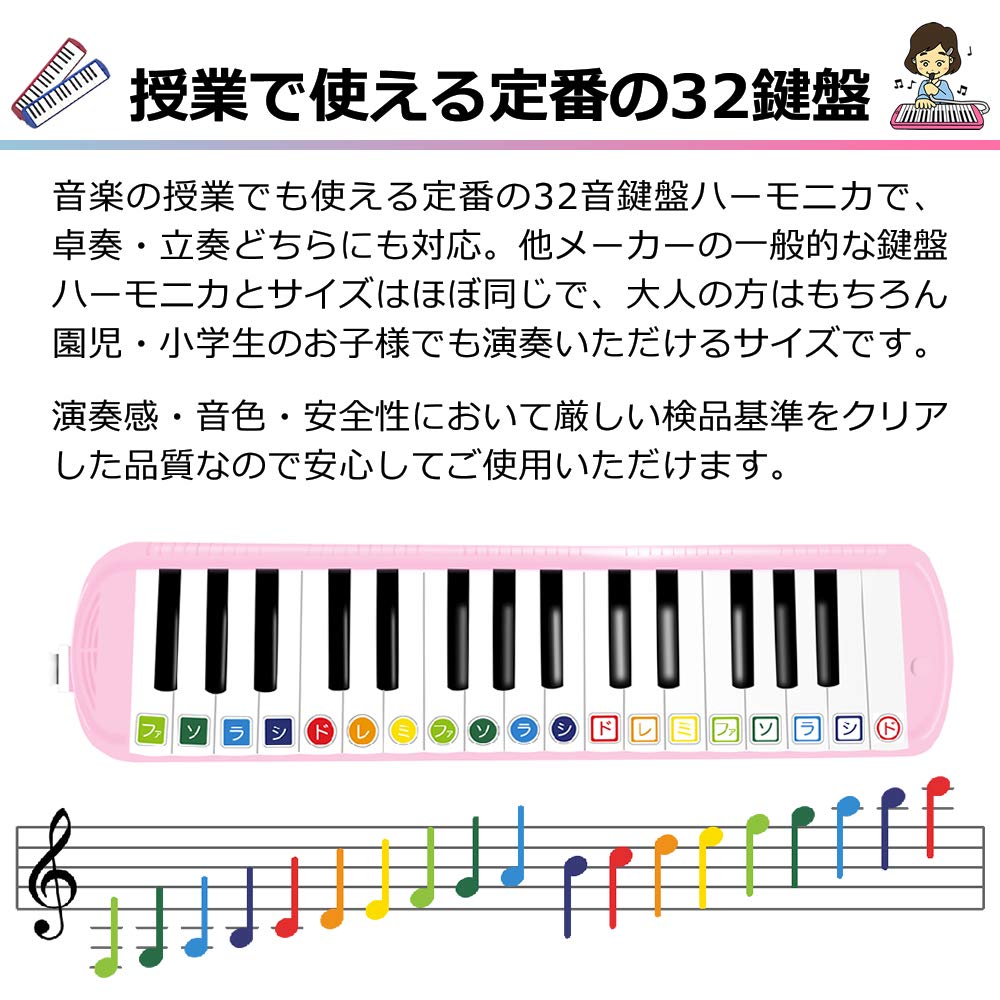 KC Kyoritz Melody Piano 32 Keys Sakura Name Label P3001-32K/SAKURA (Do-Re-Mi Labels, Cloth, Included)