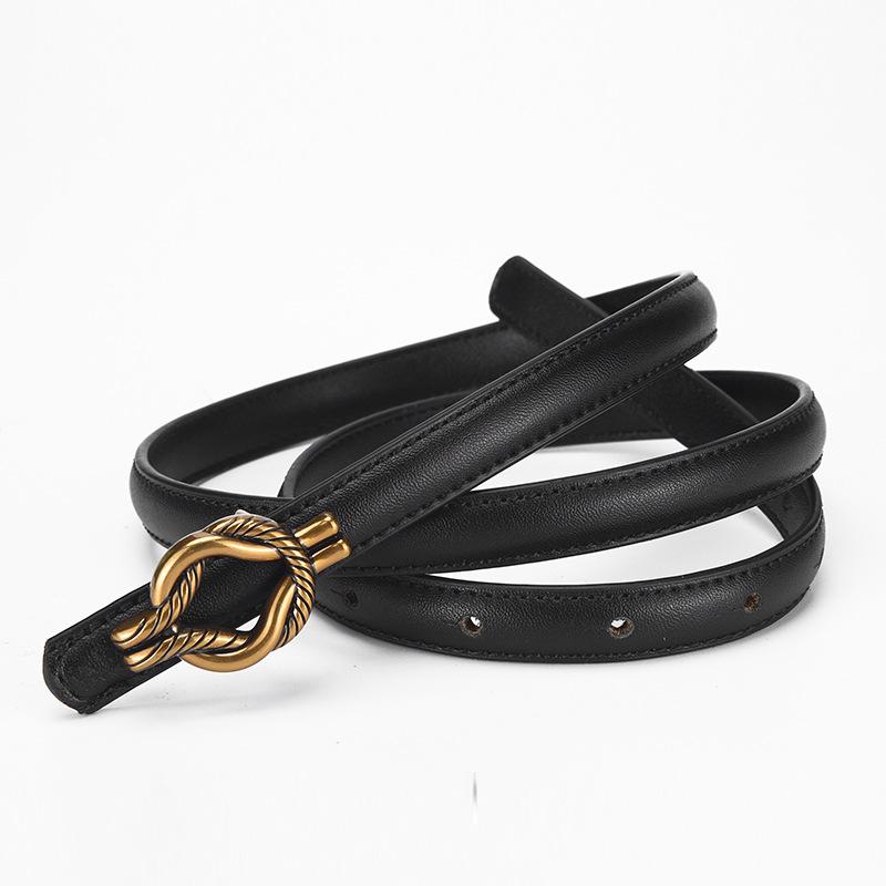 Mary Genuine leather belt - women s vintage versatile skinny belt - decorative split leather pants belt 100 чёрный